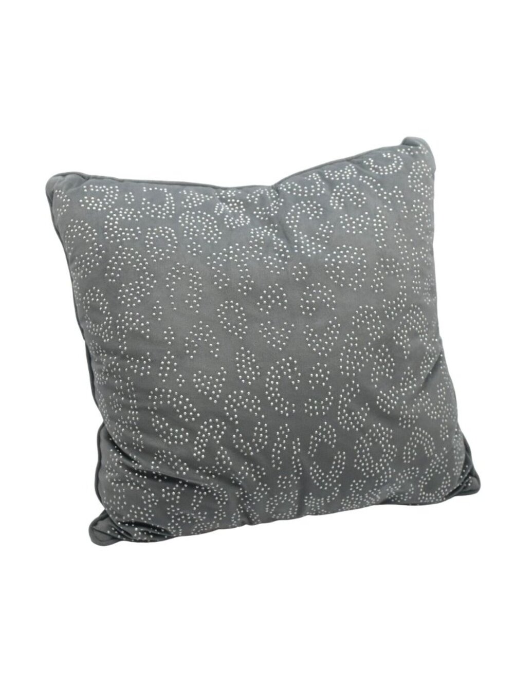 Dormify Gray Velvet Leopard Studded Throw Pillow 20x20 Silver Accent